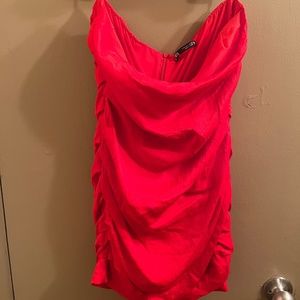 Zara Ruched Red Dress Size Large